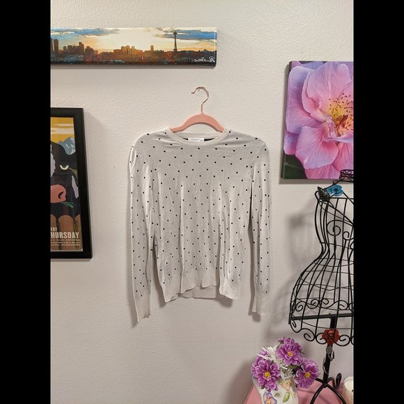 Equipment Femme Black & White Silk Polka Dot Long Sleeve Top Size XS - Picture 2 of 4